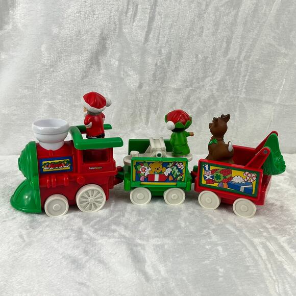 Fisher-Price Little People Christmas Train Santa Elf Reindeer 3-Car Holiday Set - Picture 2 of 8